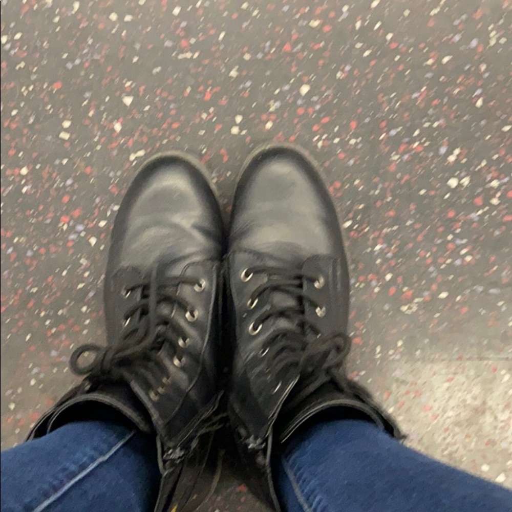 Black combat boots